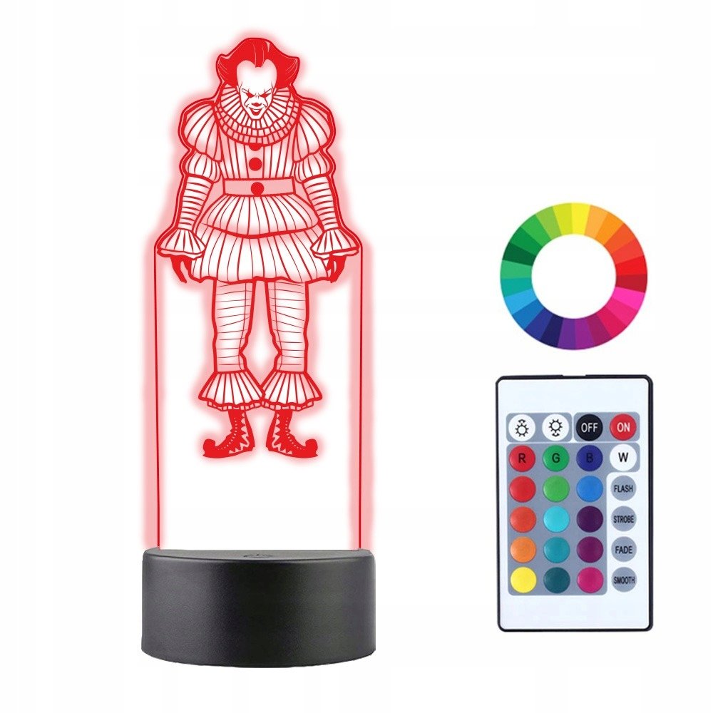 Lampka Nocna 3D Led PENNYWISE HORROR