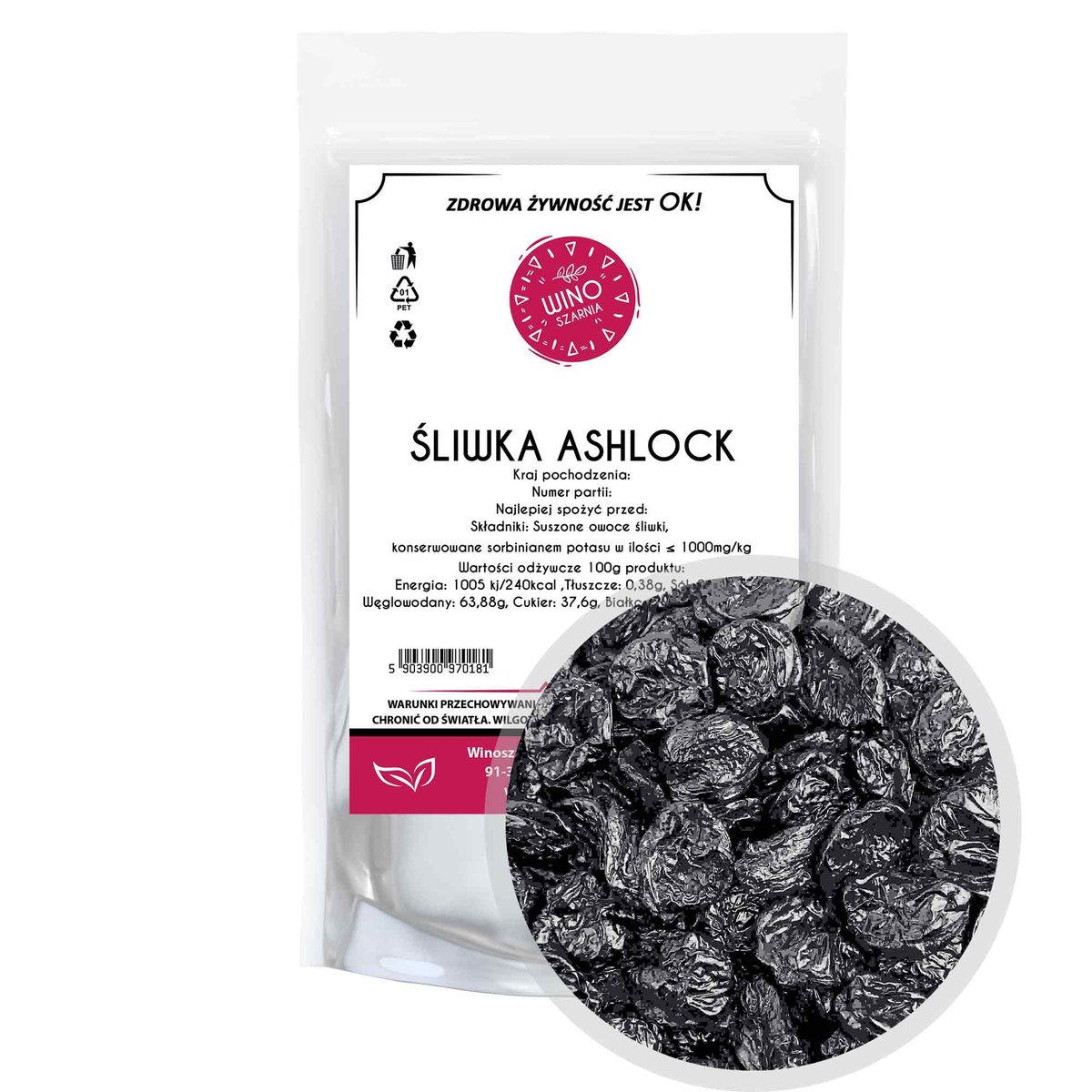 Śliwka Suszona Kalifornijska Ashlock - 500g