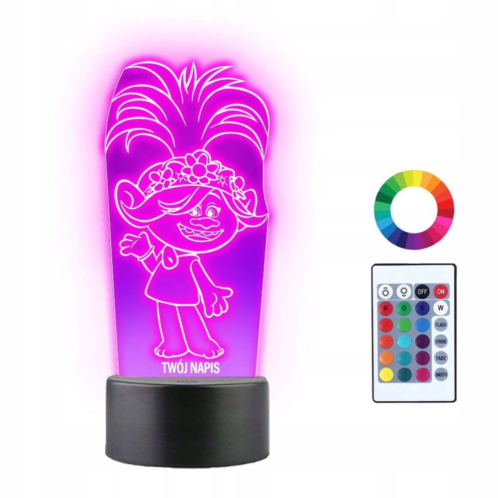 Lampka Nocna 3D Led Trolle Poppy