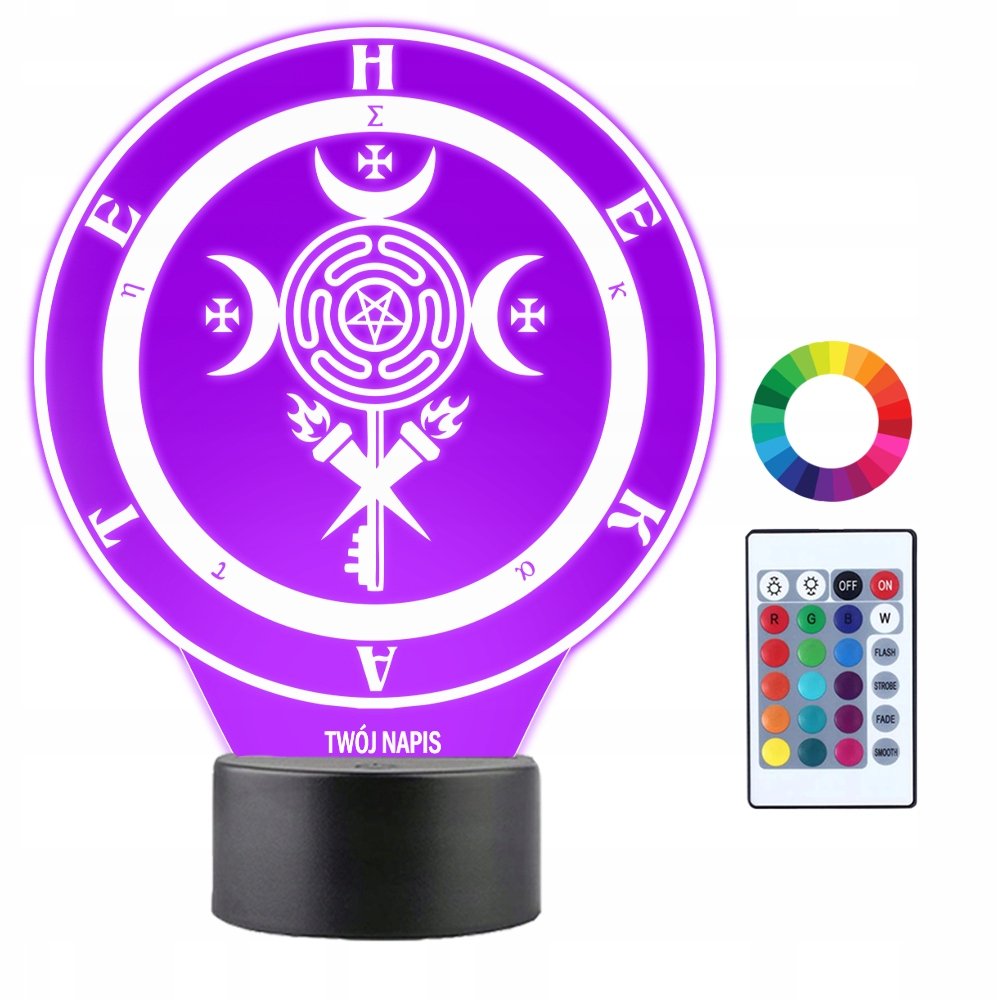 Lampka Nocna 3D LED Hekate Znak Symbol Magiczny