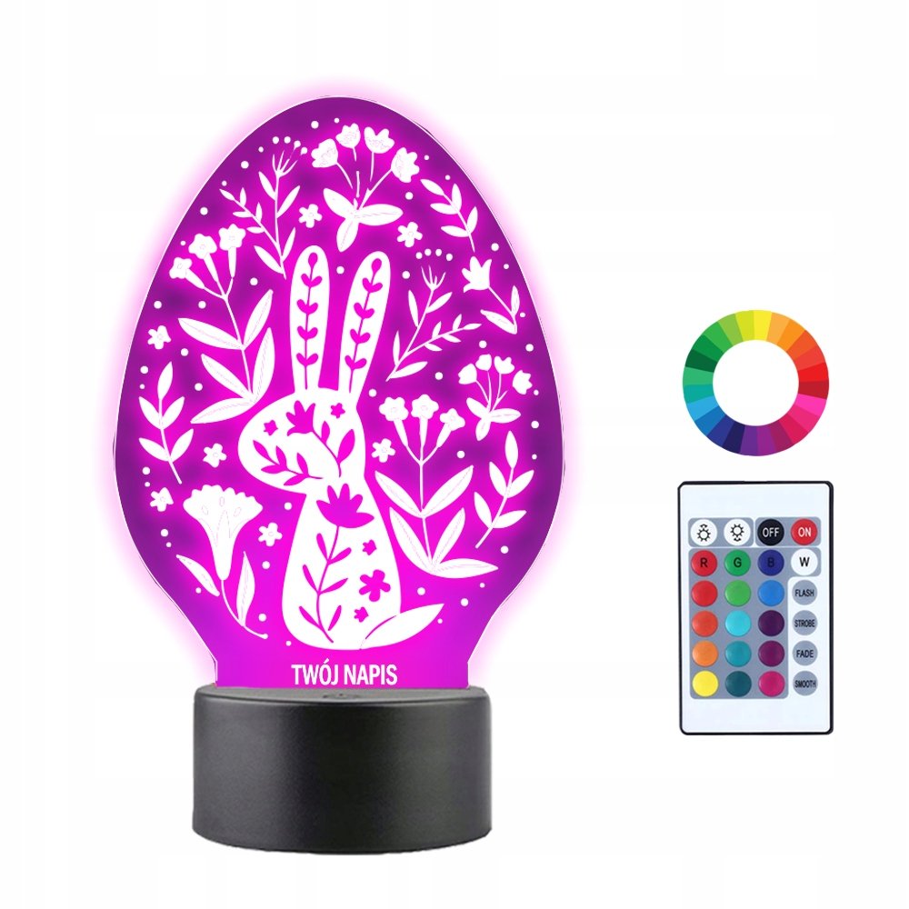 Lampka Nocna 3D LED Zając Wielkanoc