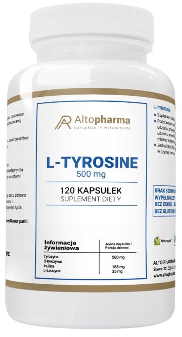 AltoPharma, L-Tyrosine Forte 500mg + L-Leucyna + Prebiotyk, 120 kaps.