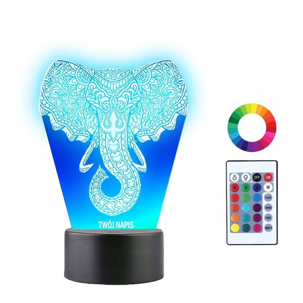 Lampka Nocna 3D LED Słoń Słonik Prezent
