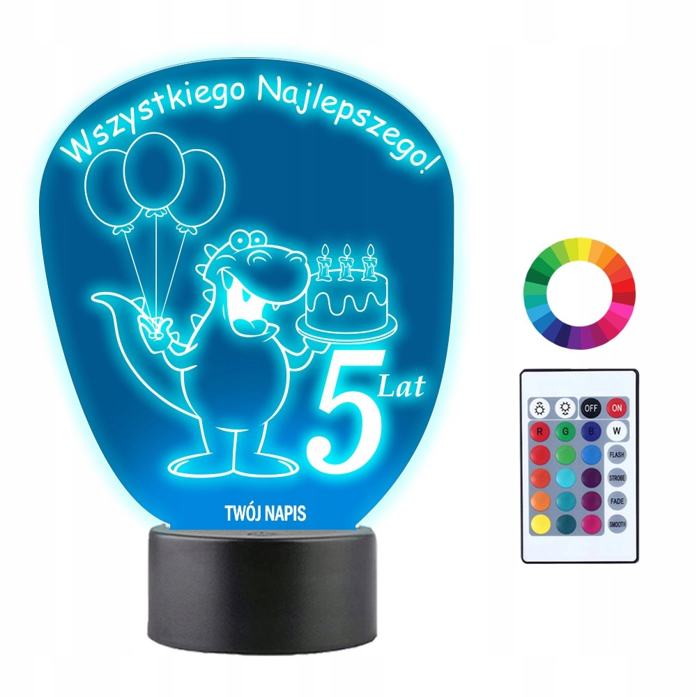 Lampka Nocna 3D Led Urodziny Dino Dinozaur