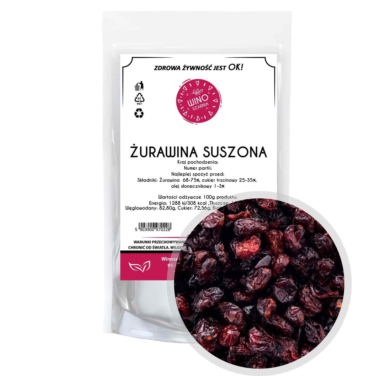 Żurawina suszona cięta 500g