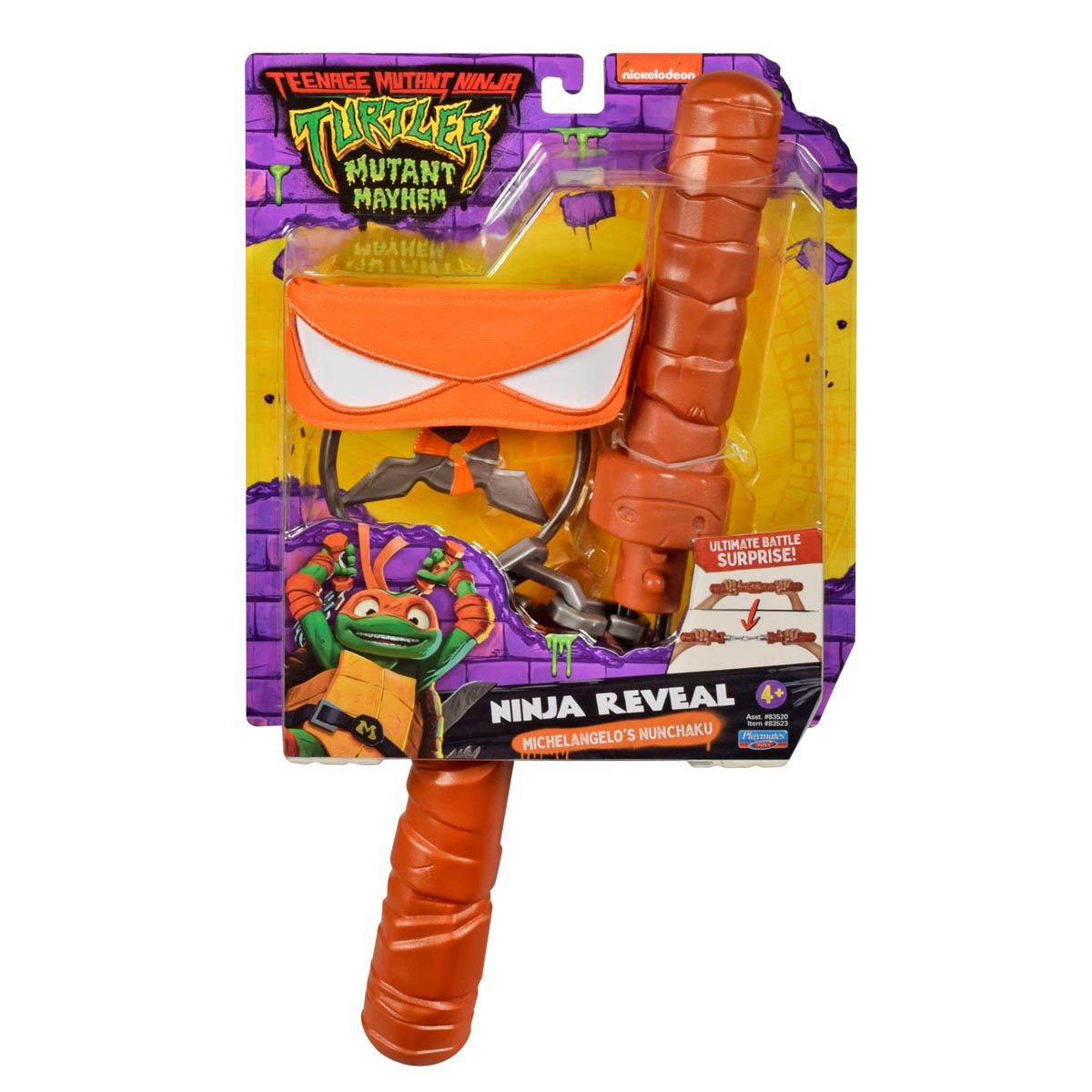 WOJOWNICZE ŻÓŁWIE NINJA Reveal Michelangelo's Nunchaku, zestaw do odgrywania ról,  cm