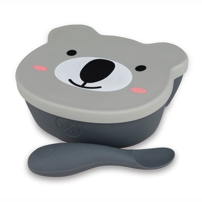 Tum Tum, Miseczka Z Przyssawką i Łyżeczką, szary