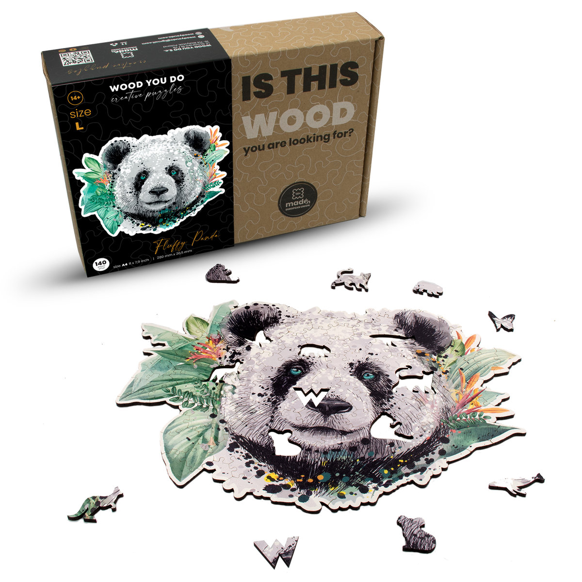 Puzzle WOOD YOU DO Puszysta panda (140 elementów)