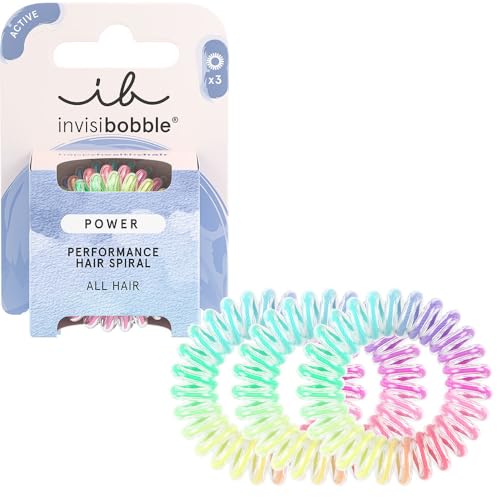 invisibobble Power Magic Rainbow, kolorowa spiralna gumka do włosów dla grubych włosów i aktywnego stylu życia, technologia HAIRLOVETECH™, mocne trzymanie i komfort, idealna dla kobiet i dziewcząt, 3