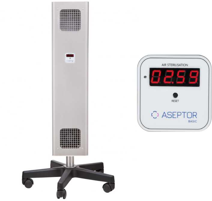 ASB-255MC INOX mobilna lampa UV-C Aseptor Basic przepływowa z licznikiem