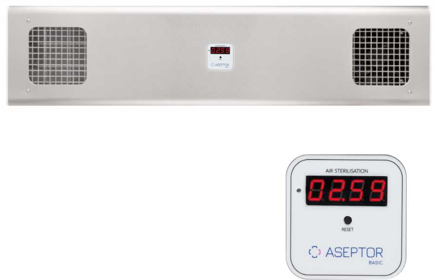 ASB-255WC INOX przepływowa lampa UV-C Aseptor Basic ścienna z licznikiem