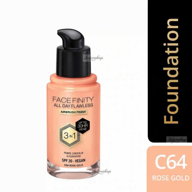 Max Factor - Facefinity - All Day Flawless 3in1 - Podkład do twarzy z SPF20 - 30 ml - C64 ROSE GOLD