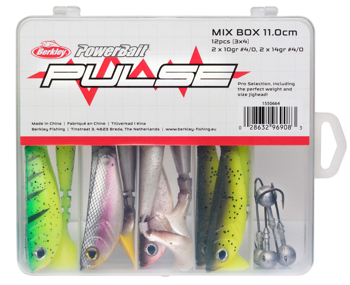 Zestaw gum Berkley Pulse Shad Mixbox z główkami