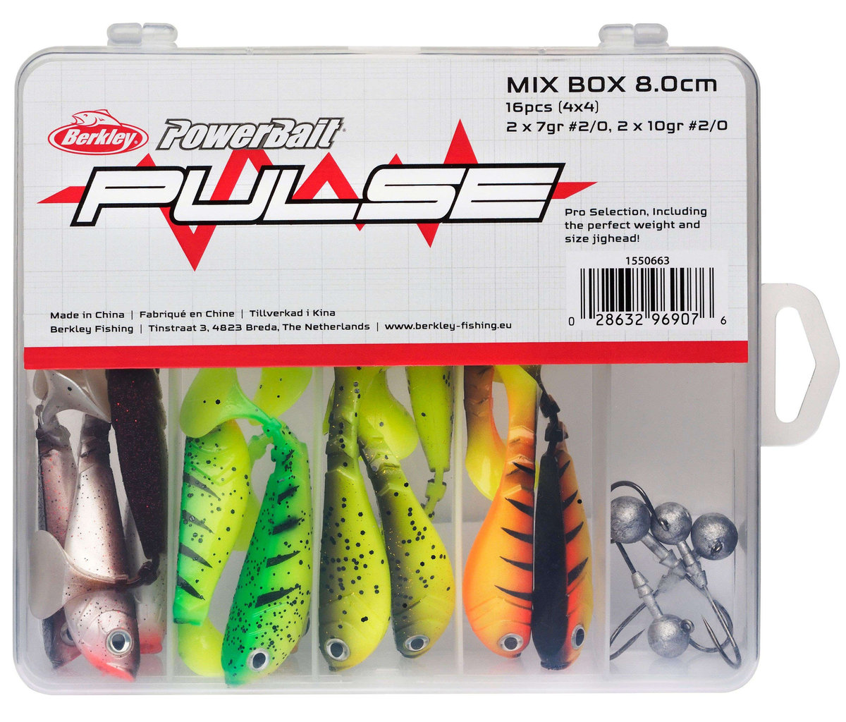 Zestaw gum Berkley Pulse Shad Mixbox z główkami