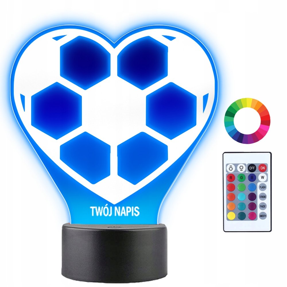 Lampka Nocna 3D LED Serce Piłka Nożna Prezent