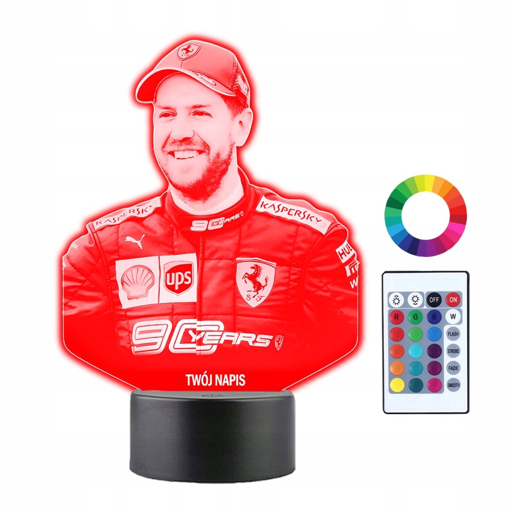 Lampka Nocna 3D LED Sebastian Vettel Kierowca F1