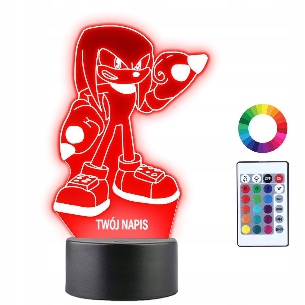 Lampka Nocna 3D LED Sonic Knuckles Prezent