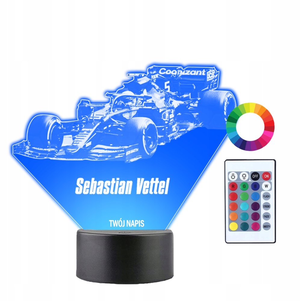 Lampka Nocna 3D LED Sebastian Vettel Kierowca F1