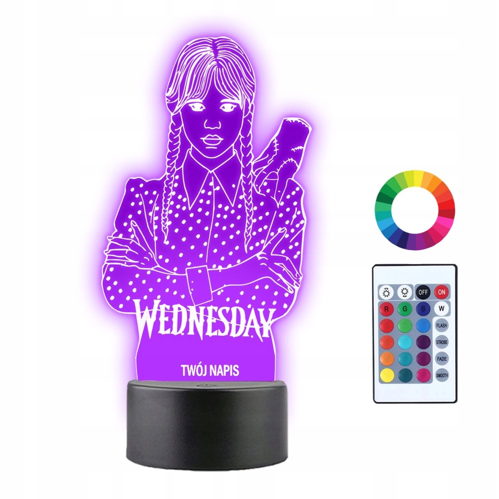 Lampka Nocna 3D Led Wednesday Addams Prezent