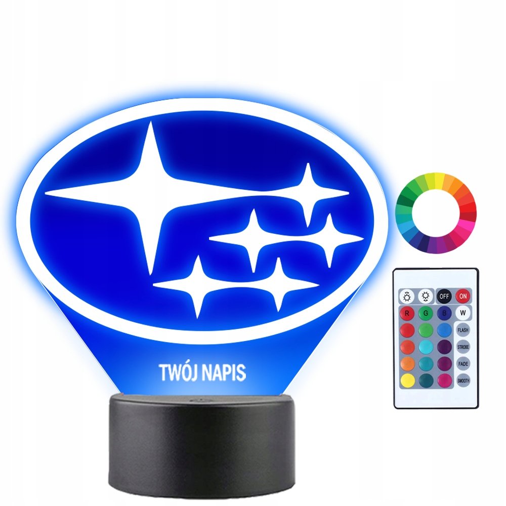Lampka Nocna 3D Led Subaru Logo Prezent
