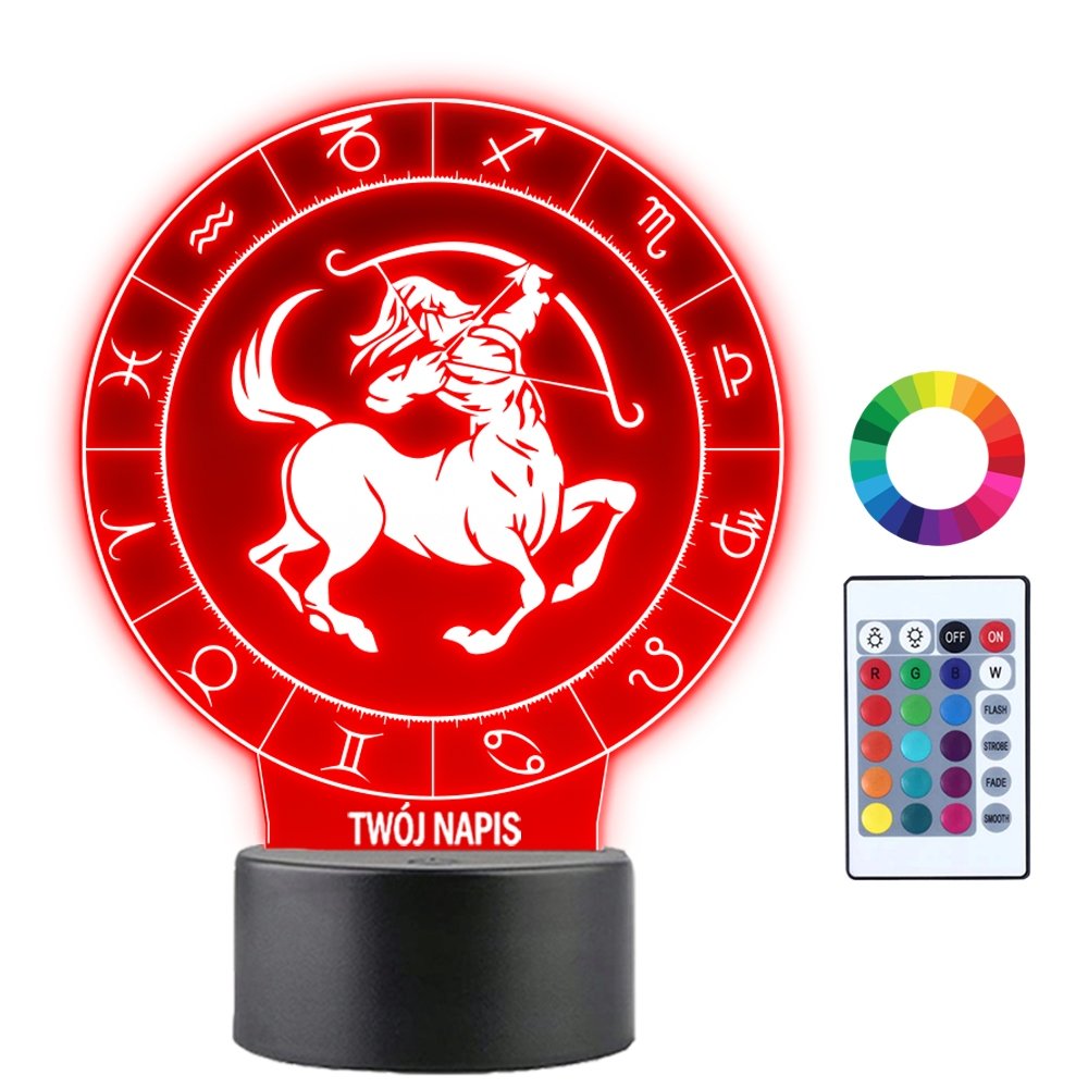 Lampka Nocna 3D LED Strzelec Znak Zodiaku Prezent