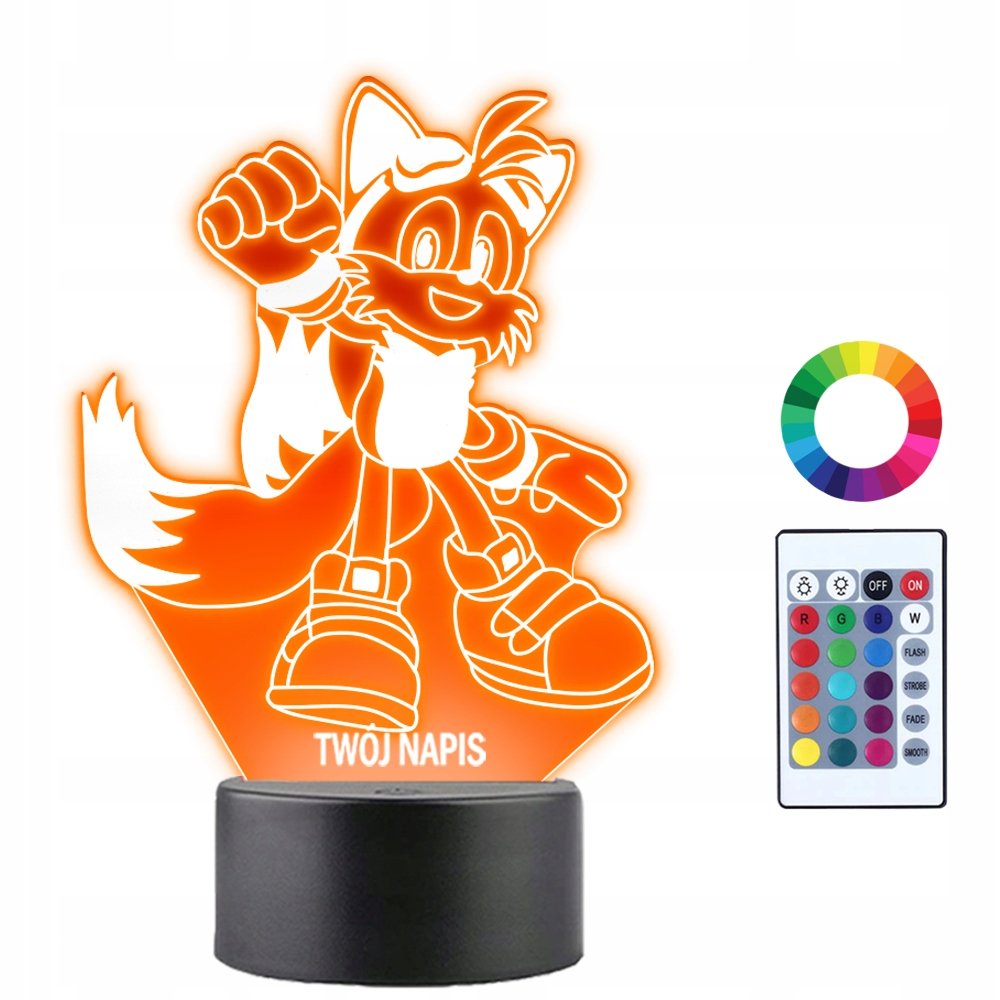 Lampka Nocna 3D Led Sonic Tails Prezent