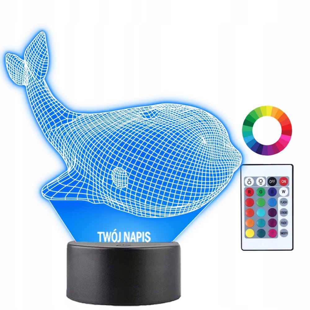 Lampka Nocna 3D Led Wieloryb Prezent
