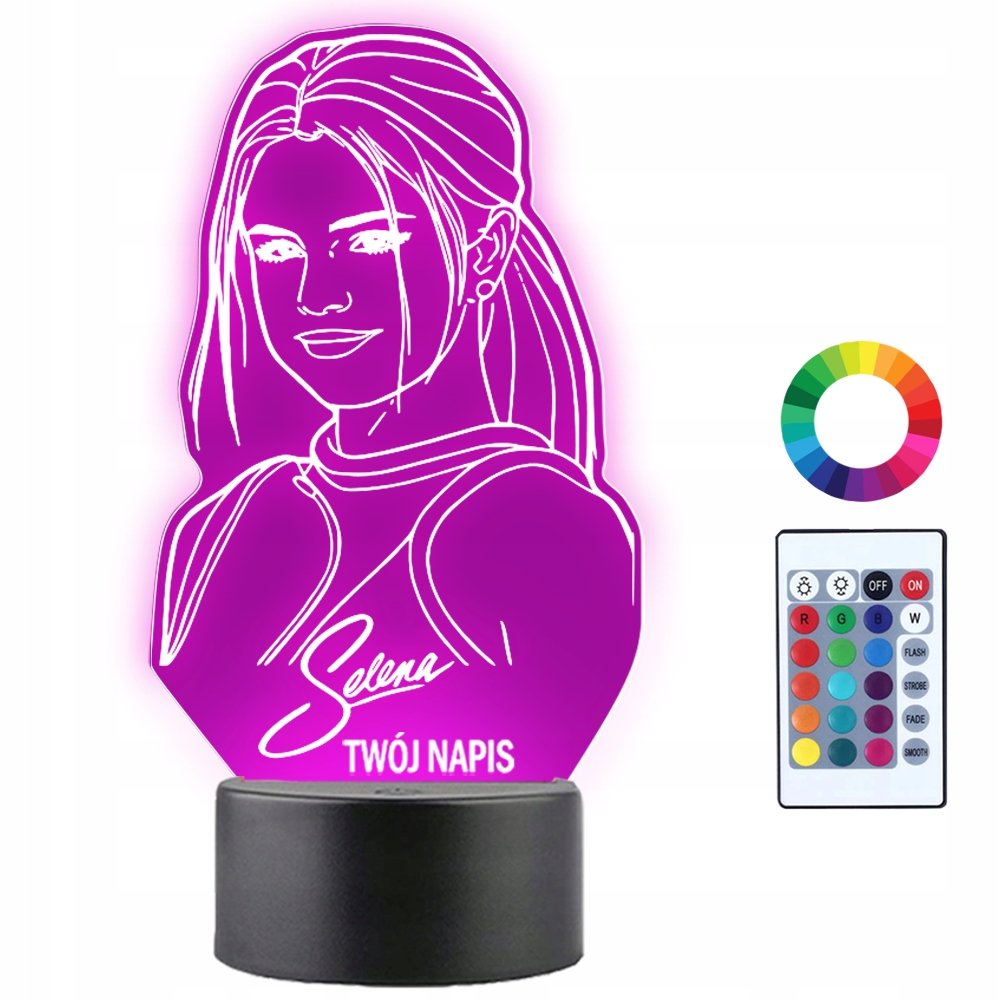 Lampka Nocna 3D LED Selena Gomez Muzyka Prezent