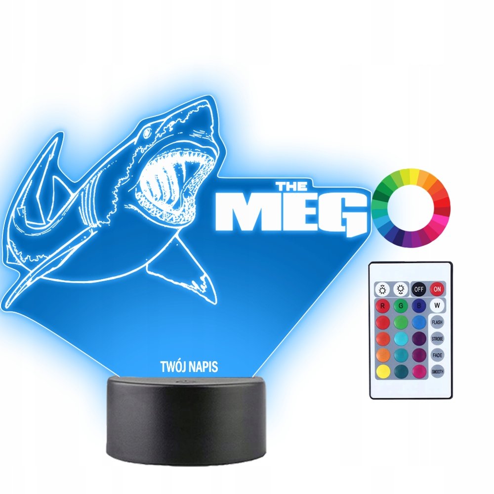 Lampka Nocna 3D Led The Meg Megalodon Rekin Film