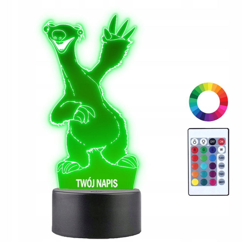 Lampka Nocna 3D LED Sid Epoka Lodowcowa Prezent