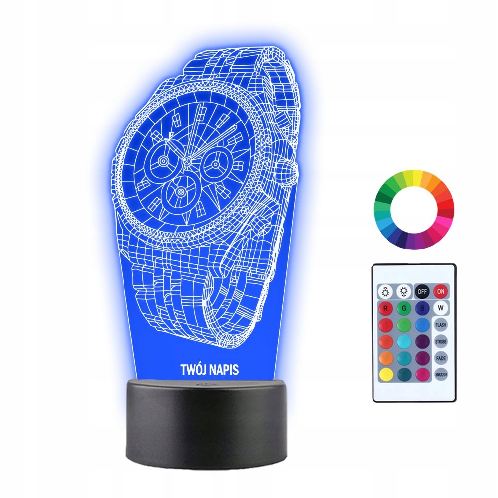Lampka Nocna 3D LED Zegar Zegarek Prezent