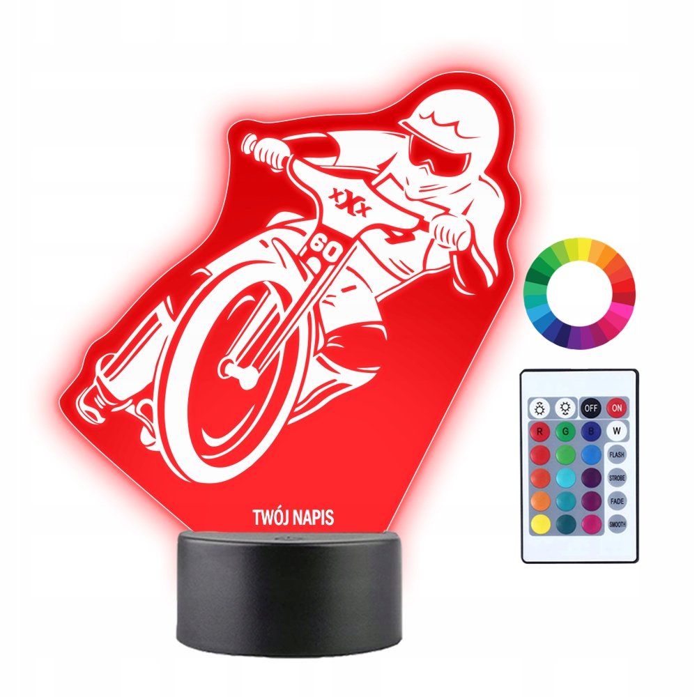 Lampka Nocna 3D LED Żużel Motor Prezent