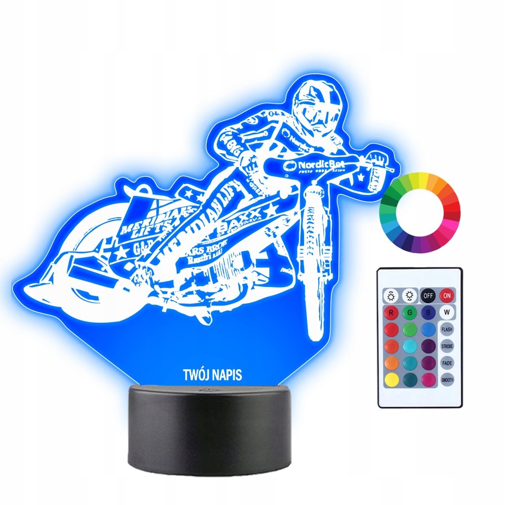Lampka Nocna 3D LED Żużel Motor Prezent