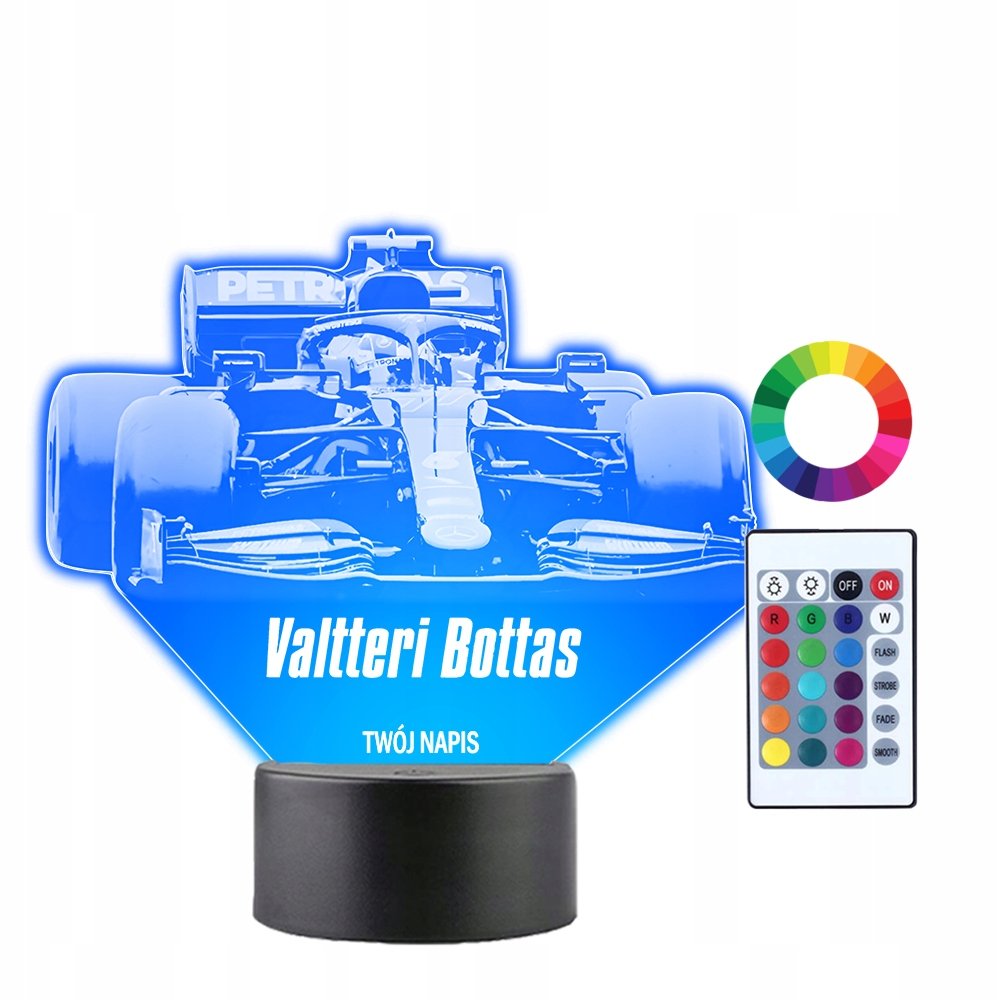 Lampka Nocna 3D Led Valtteri Bottas Mercedes
