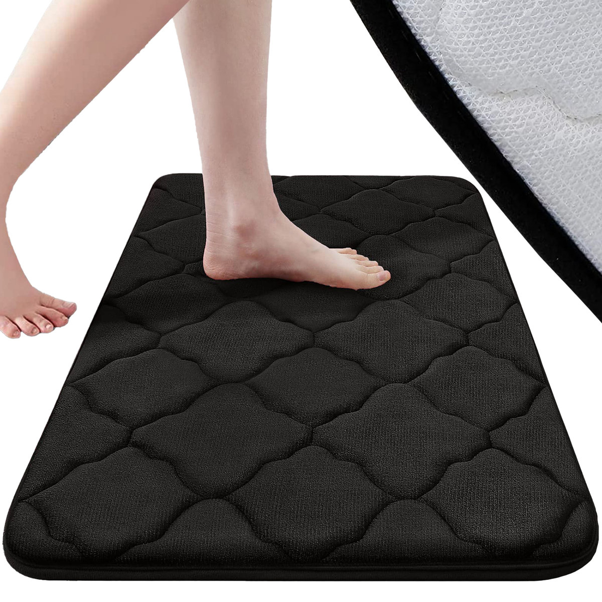 Gruby Dywanik Łazienkowy Antypoślizgowy Szybkoschnący Miękki Mata 50X40 Xl Bat-Mat-01 Czarny
