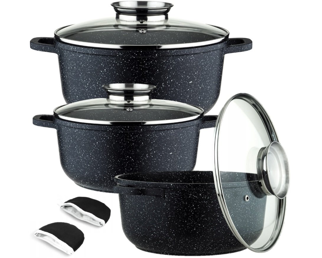 ZESTAW GARNKÓW GRANITOWYCH INDUKCJA 20CM 24CM 28CM