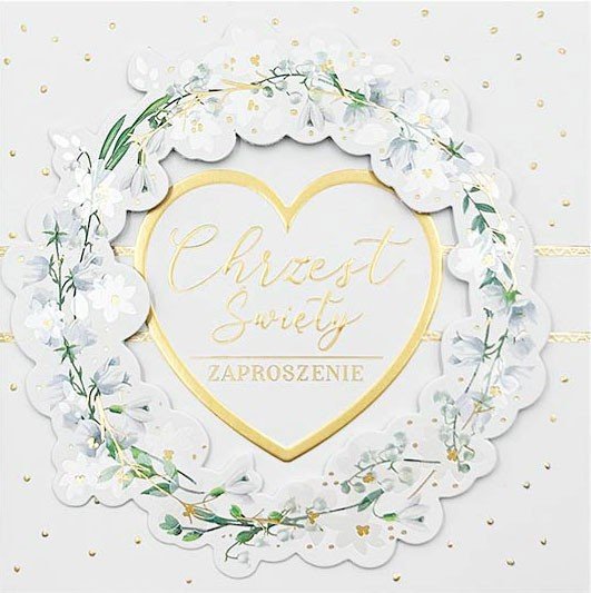 Zaproszenia na Chrzest, pięknie zdobione mix 5 szt PCZP50