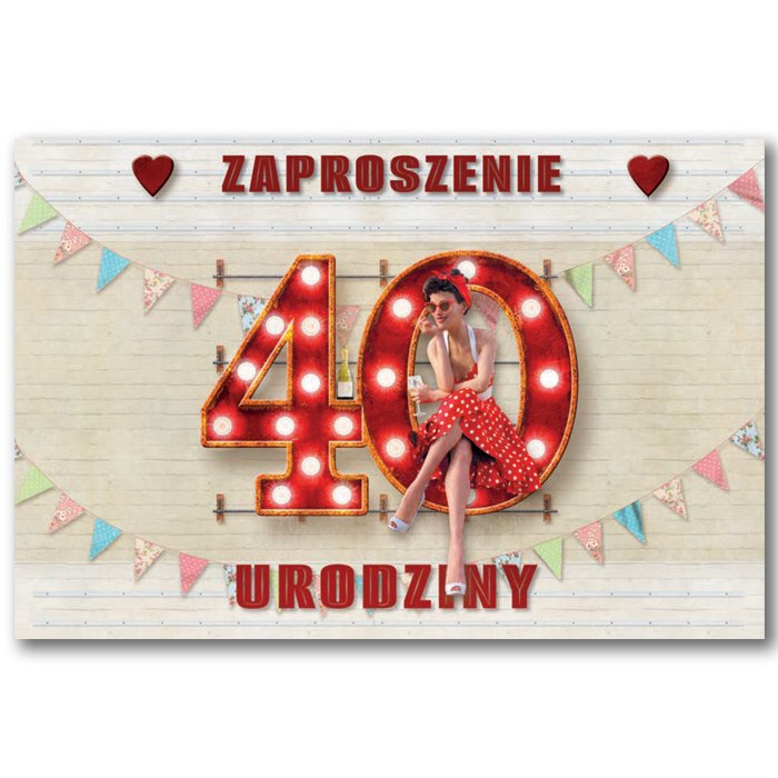 Zaproszenie na 40 urodziny Kobiety zestaw 10 szt ZT19