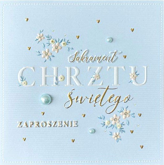 Zaproszenia na Chrzest Chłopczyka, piękne mix 5 szt PCZP47