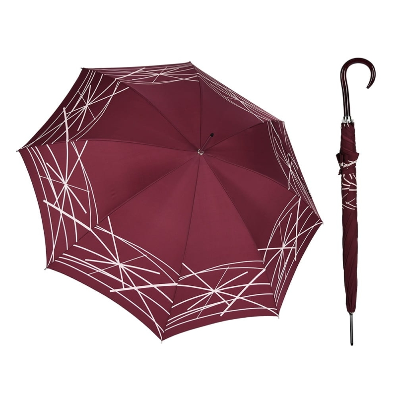 Parasol damski Doppler Manufaktura Elegance automatyczny długi satynowy burgundowy