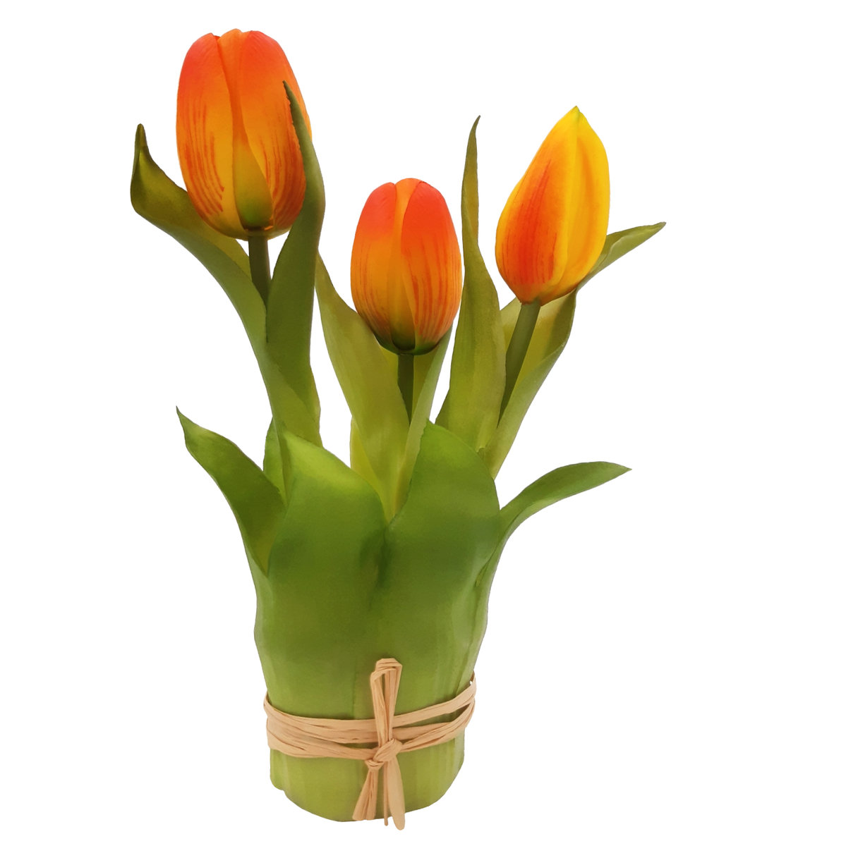 Tulipany Silikonowe W Bukiecie Pomarańczowe 20 Cm
