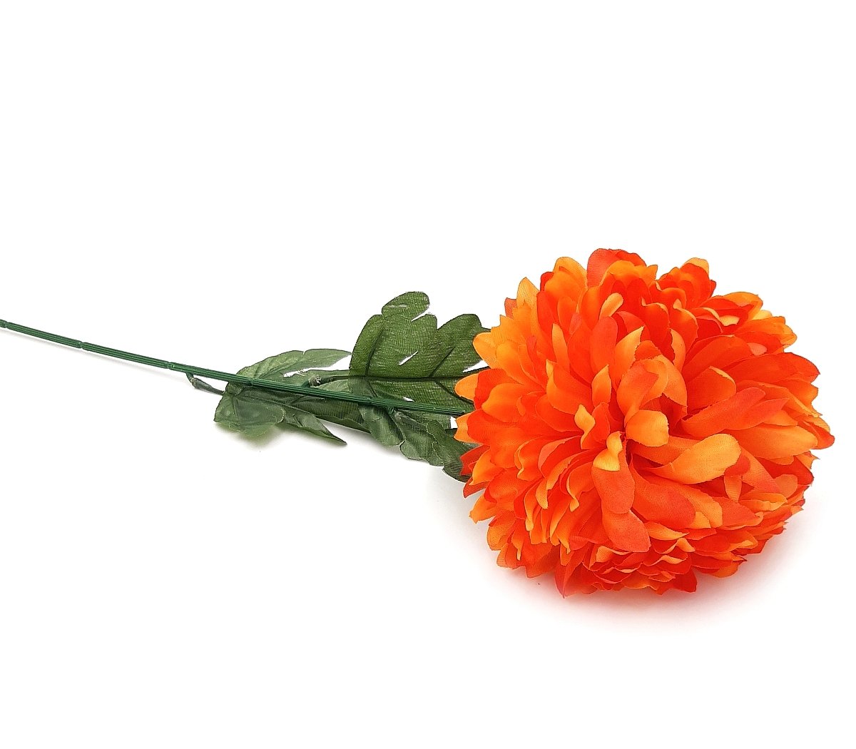 Chryzantema Sztuczna Pomarańczowa Duża Pojedyncza Długa Gałązka 70Cm