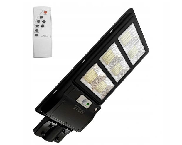 Oprawa uliczna LED z panelem solarnym 270W b.zimna 6000K (6000lm) LED IP65 + PILOT LVT