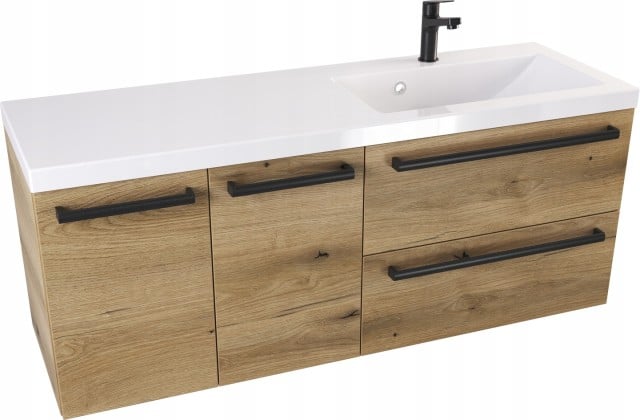 Szafka z umywalką typu loft 120 D 2SZ P ATH DC MAT - drewno połysk - Uchwyt Czarny Mat