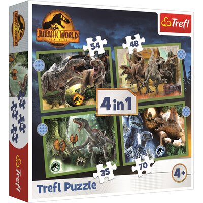 Puzzle 4w1 Groźne dinozaury 35, 48, 54 i 70 elementów