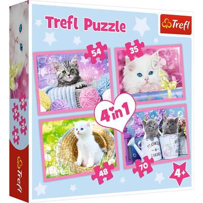 Trefl PUZZLE 4W1 ZABAWNE KOTKI PUD 34396