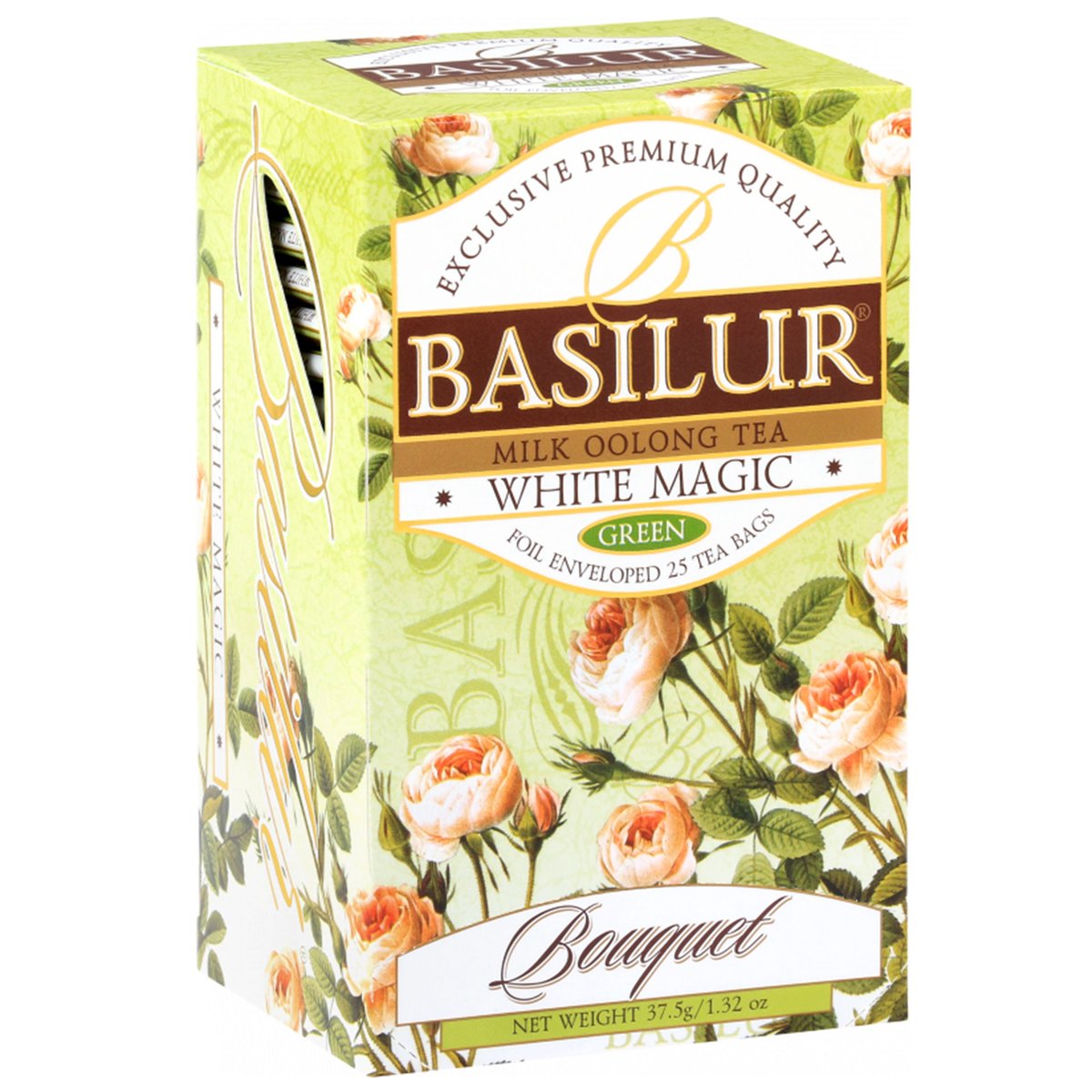 BASILUR White Magic- Zielona herbata półfermentowana oolong o mlecznym aromacie, 25x1,5 g x1