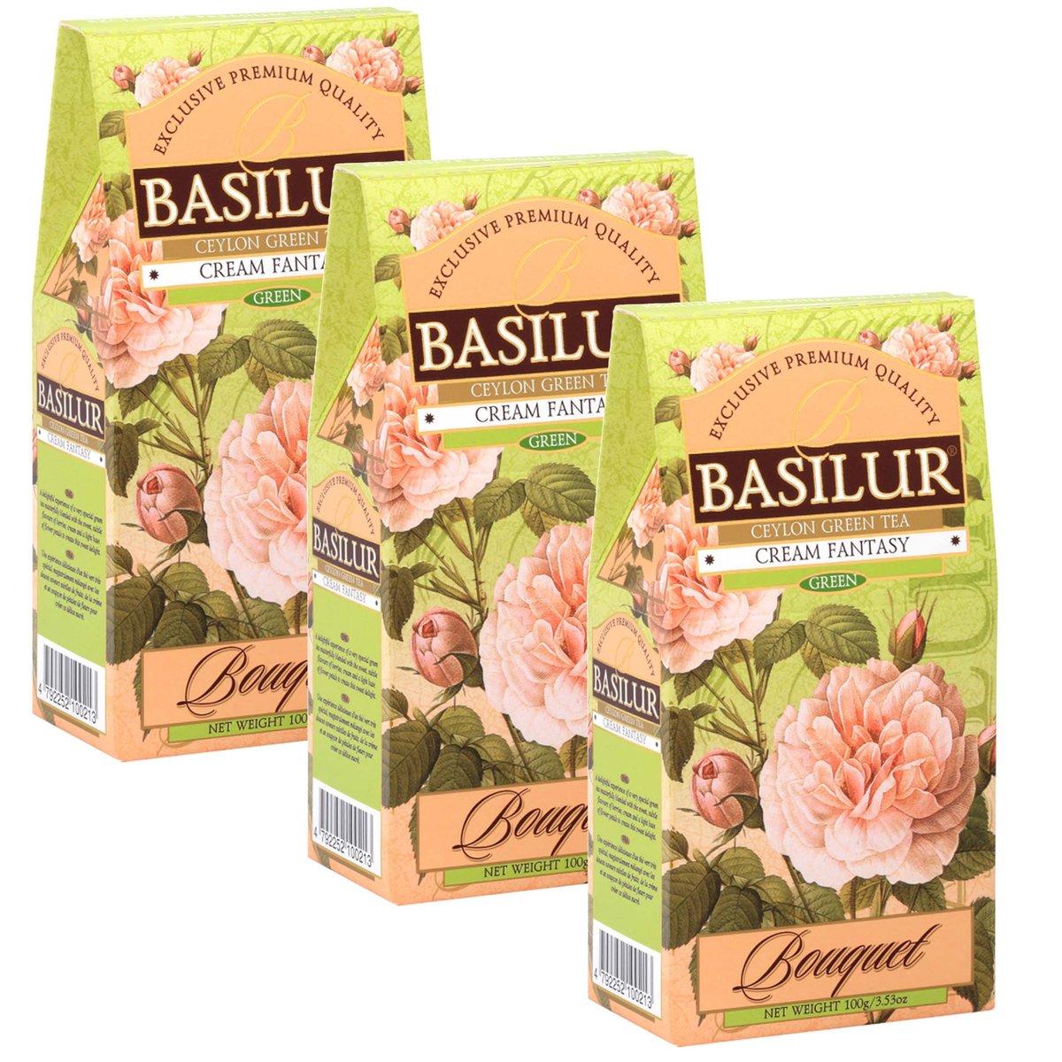 BASILUR Cream Fantasy- Zielonej herbaty cejlońskiej z dodatkiem aromatów owocowych, 100 g x3