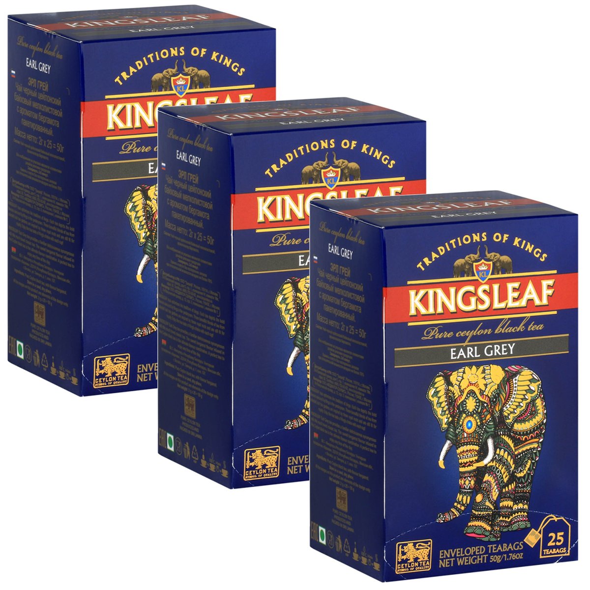 KINGSLEAF- Czarna herbata cejlońska z dodatkiem aromatu bergamotki, 50x2g x3