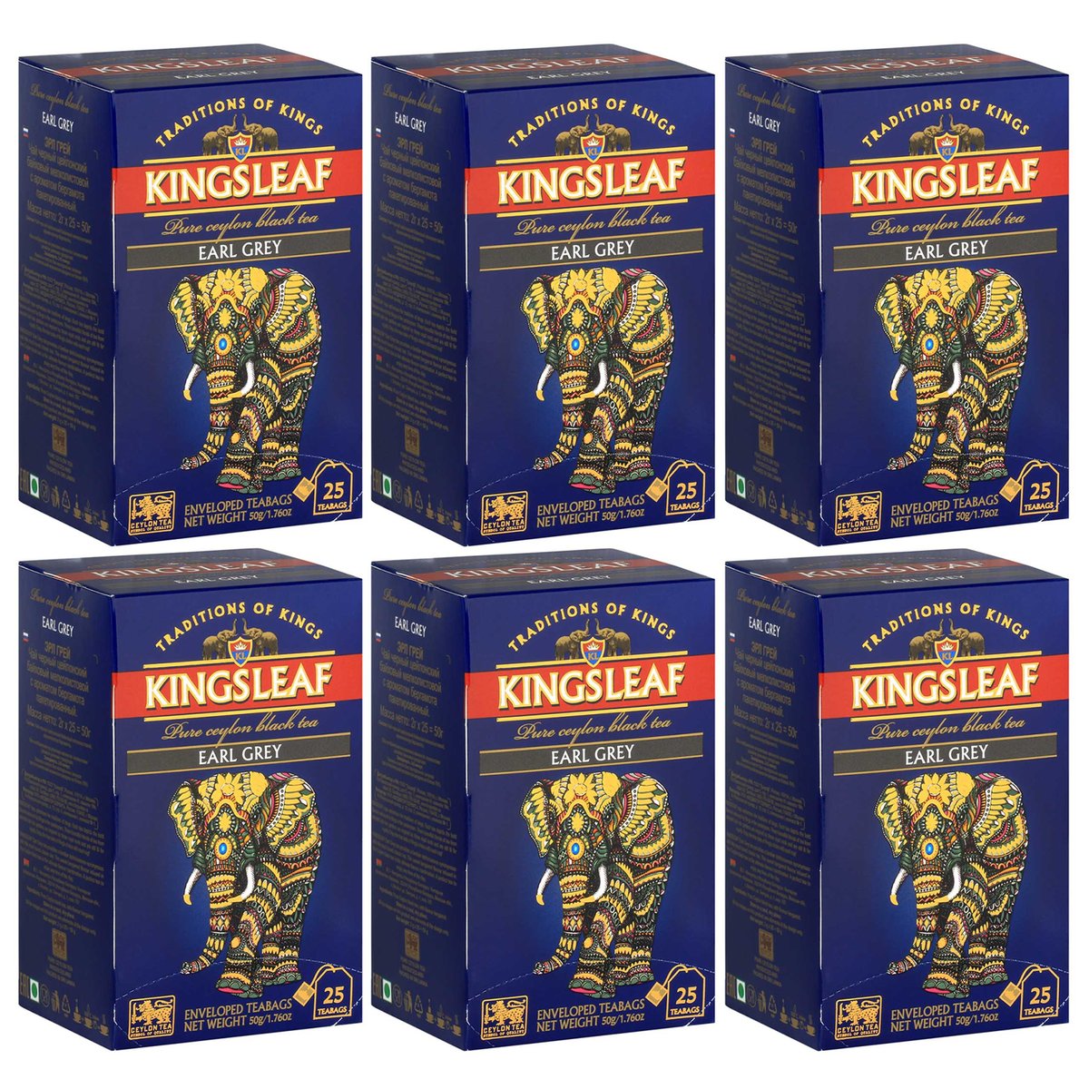 KINGSLEAF- Czarna herbata cejlońska z dodatkiem aromatu bergamotki, 50x2g x6